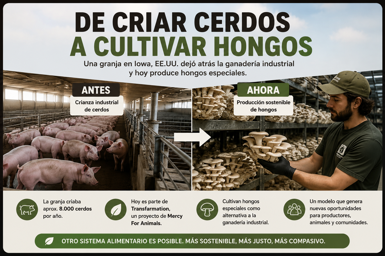 De criar cerdos a cultivar hongos
